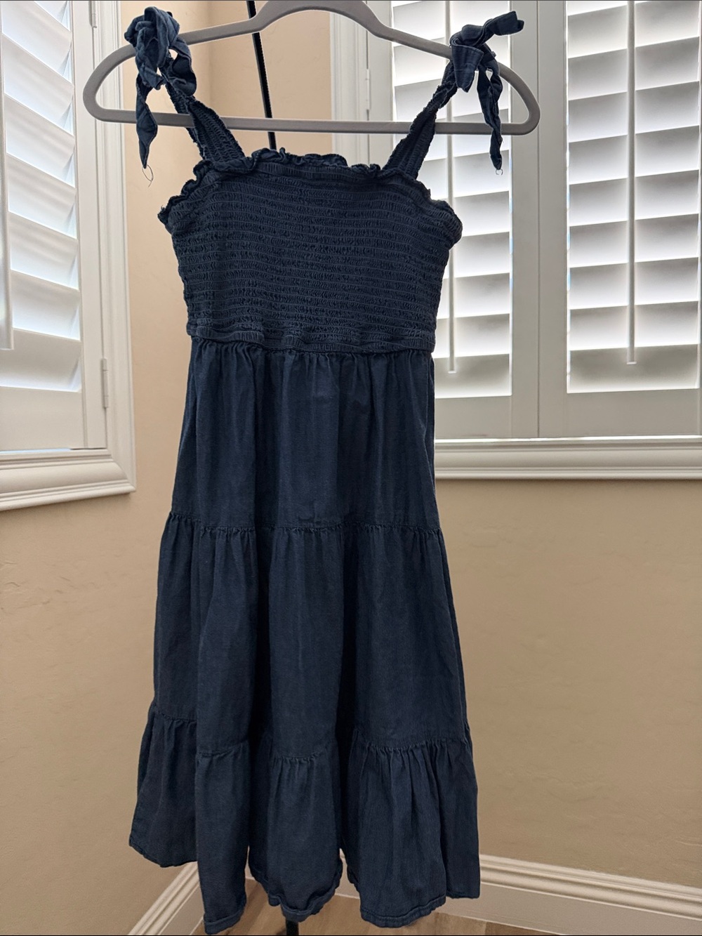 Jeans  Smocked Tie-Shoulder Tiered Sundress size M